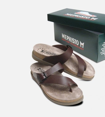 Helen Chestnut Brown Calf Leather Sandals Mephisto Shoes