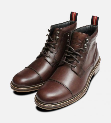 Military Style Thomas Partridge Mens Boots in Brown