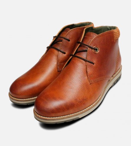 Tumble Grain Mens Barbour Cognac Lace Up Boots