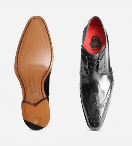 Jeffery West Shoes Black Polished Formal English Brogues