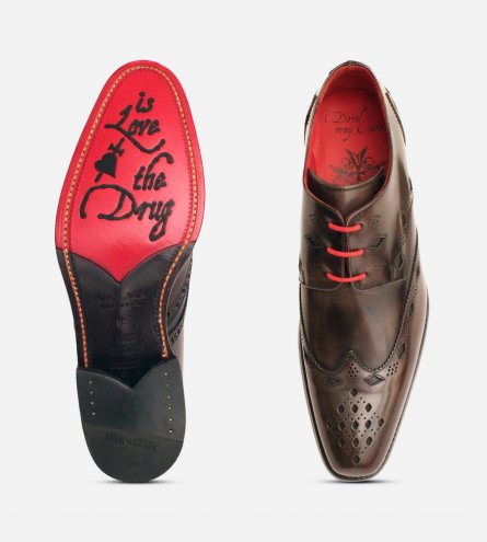 Jeffery West Brown Polished Premium Diamond Brogue Shoes