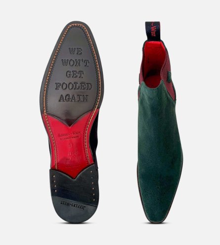 Jeffery West Emerald Green Suede Mens Chelsea Boot Brogues