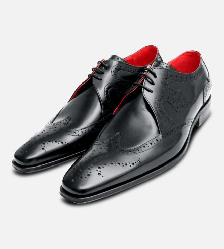 Jeffery West Black Polished Formal Derby Brogues