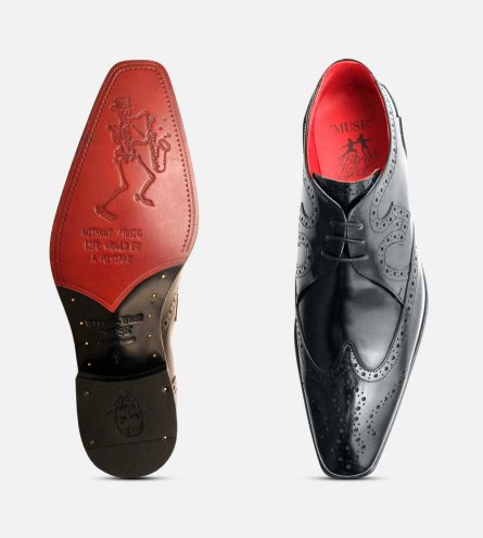 Jeffery West Black Polished Formal Derby Brogues