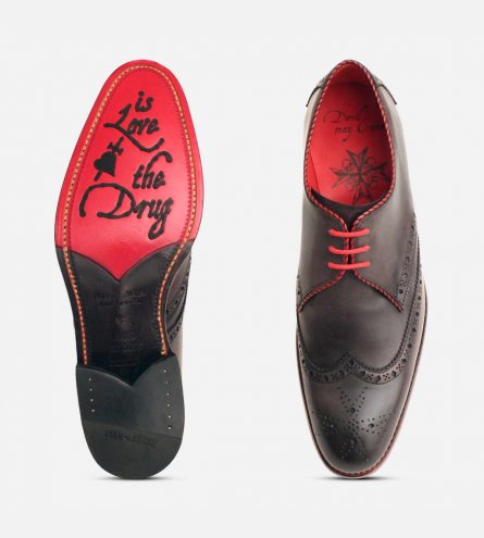 Jeffery West Grey Diamond Red Lace Up Mens Shoes