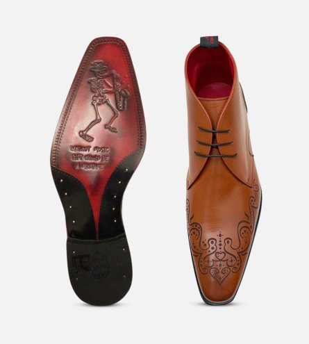 Jeffery West Honey Brown Leather Designer Chukka Boots