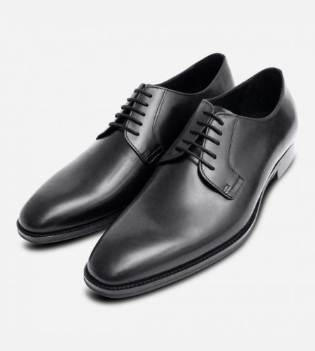 John White Formal Black Leather Mens Lace Up Shoes