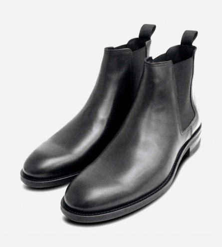 John White Formal Black Leather Mens Chelsea Boots