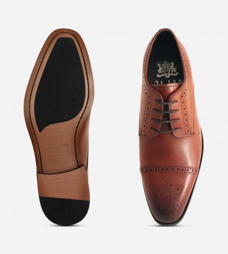 John White Tan Brown Lace Up Brogues with Rubber Sole