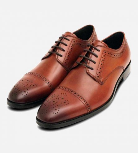 John White Tan Brown Lace Up Brogues with Rubber Sole