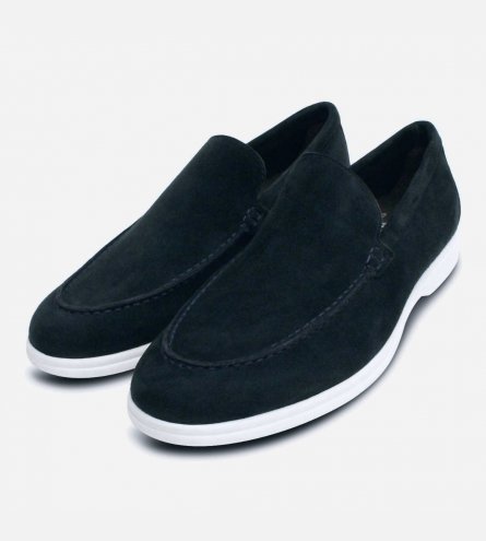 John White Dark Navy Blue Suede Designer Casual Loafers