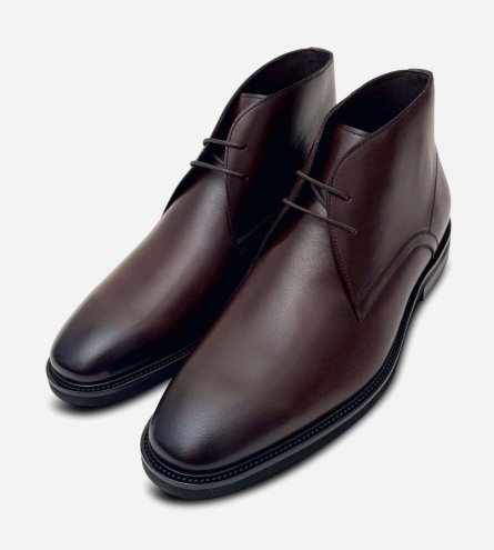 John White Premium Brown Polished Rubber Sole Chukka Boots