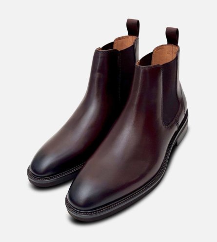 John White Premium Brown Polished Leather Chelsea Boots