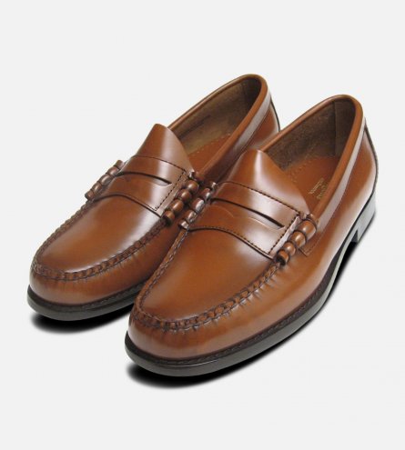 Classic Mens Honey Brown Larson Penny Loafers GH Bass Weejuns