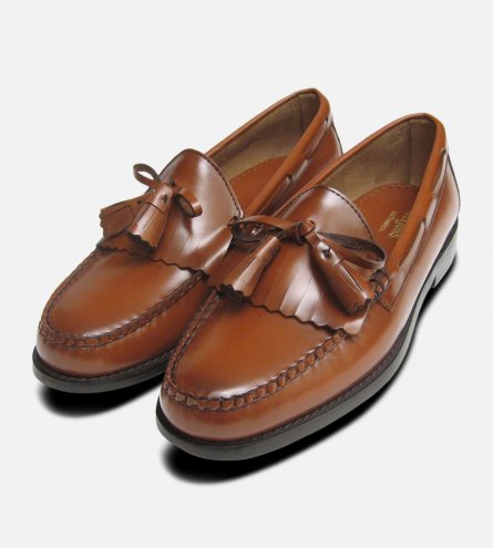 Honey Brown Polished Formal Fringe & Tassel Loafers by Bass Weejuns