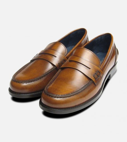 London Tan Designer Ladies College Shoe Loafers Made in Italy