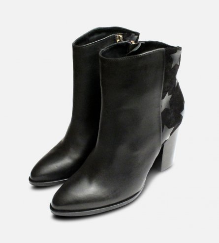 Black Tommy Hilfiger Lopez Stacked Heel Ankle Boots