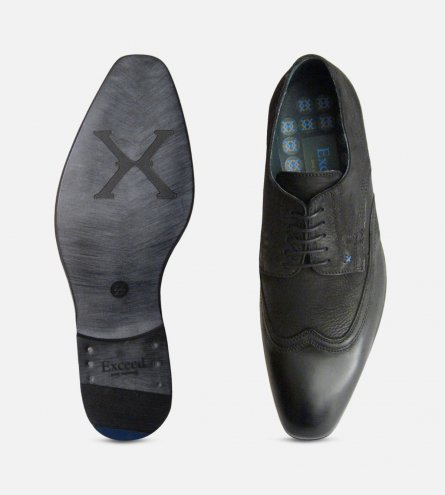 Black Waxy Lace Up Shoes for Men by Designer Brand Exceed