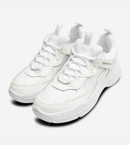 Maya Chunky Trainers in White Leather by Calvin Klein Jeans