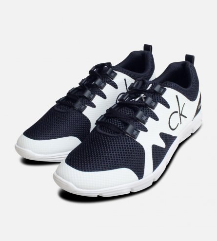 Calvin Klein Mens Murphy Navy & White Mesh Trainers