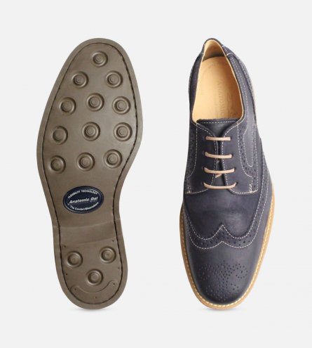 Navy Blue Mens Brogues Rubber Sole Anatomic Shoes