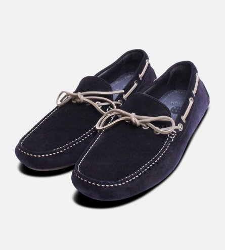 Navy Blue & Grey Designer Driving Shoes