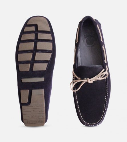 Navy Blue & Grey Designer Driving Shoes