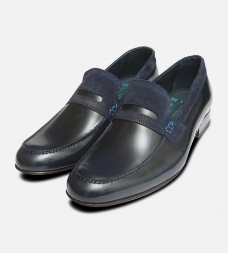 Vanquish Designer Loafers in Antique Navy Blue by Exceed Shoes