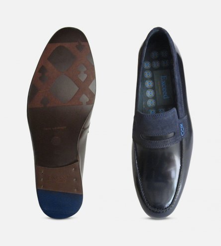 Vanquish Designer Loafers in Antique Navy Blue by Exceed Shoes