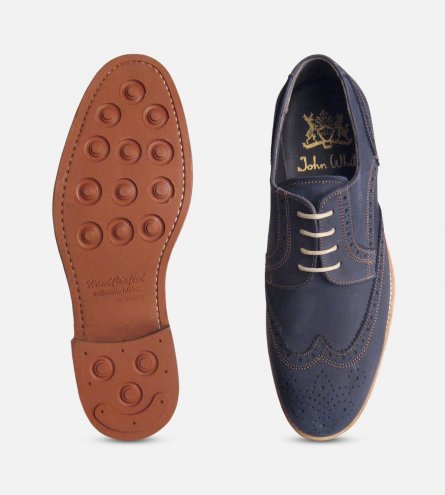 Navy Blue Nubuck Mens Lace Up Brogues by John White Shoes