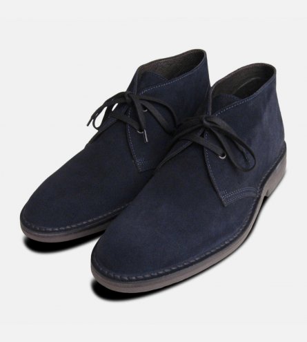 Navy Blue Suede Mens Desert Boots