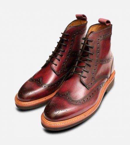 Oliver Sweeney Designer Liscolman Burgundy Country Brogue Boots