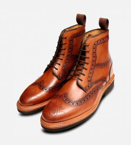 Oliver Sweeney Liscolman Dark Tan Country Brogue Boots