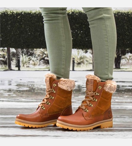 Womens Tuscani B1 Tan Leather Panama Jack Fur Boots