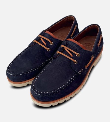 Panama Jack Mens Navy Blue Nubuck Boat Shoes