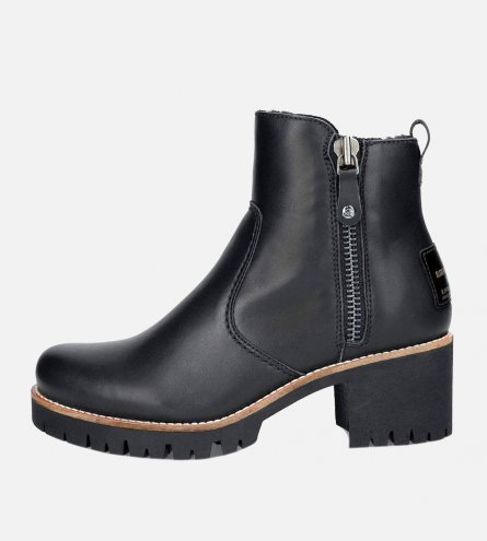 Panama Jack Premium Black Leather Warm Twin Zip Boots