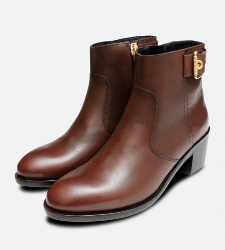 Coffee Brown Tommy Hilfiger Parson Buckle Boots