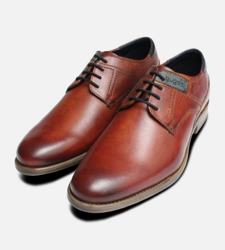 Tan Leather Lace Up Designer Shoes by Bugatti