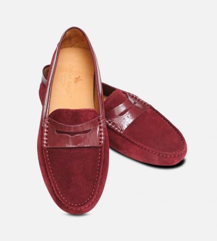 Aubergine Velour Ladies Driving Shoe Moccasins