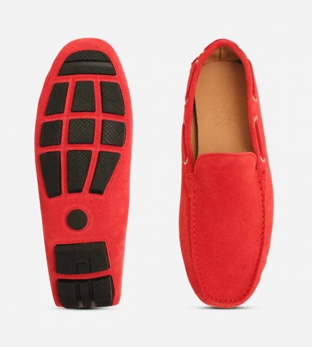 Red Suede Driving Shoe Moccasins for Men