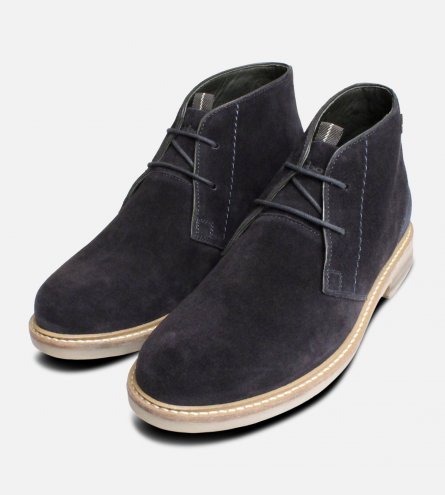 Navy Blue Suede Barbour Chukka Boots