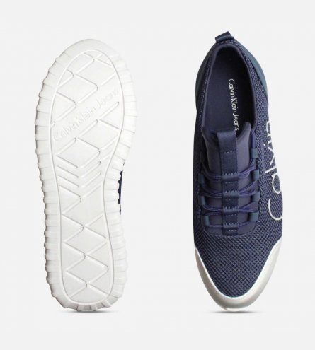 Calvin Klein Ron Mesh Trainer in Steel Blue & Silver