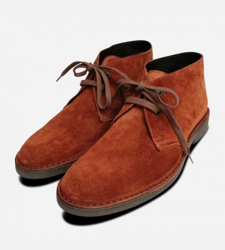 Rust Suede Italian Mens Designer Desert Boots