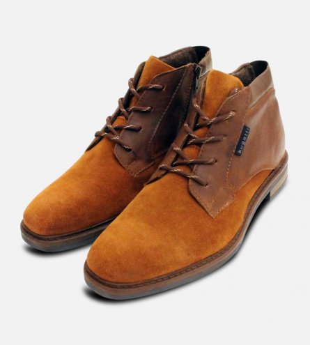 Snuff Suede Bugatti Mens Designer Zip Chukka Boots