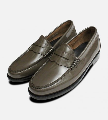 State Grey Patent Leather Bass Slip On Shoes