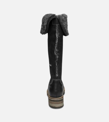 Black Warm Fur Lined Tamaris Long Boots with Duo Tex