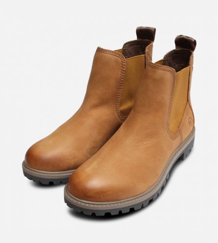 Tamaris Slip On Beige Chelsea Boots with Rubber Sole