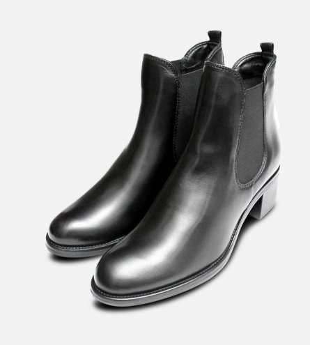 Black Napa Leather Tamaris Heeled Womens Chelsea Boots