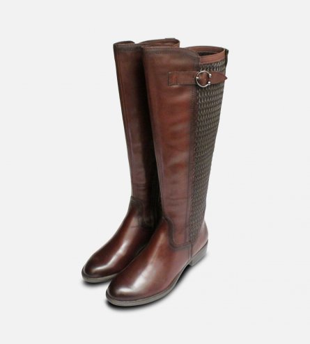 Tamaris Full Length Cafe Brown Elasticated Zip Boots