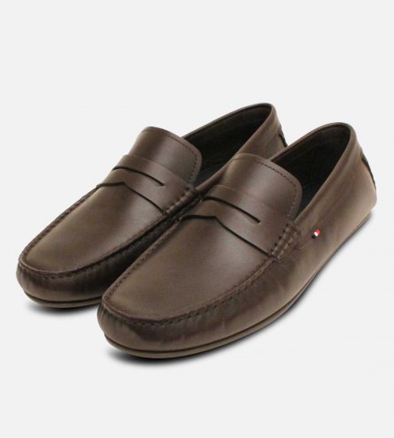 Tommy Hilfiger Dark Brown Mens Penny Loafer Shoes